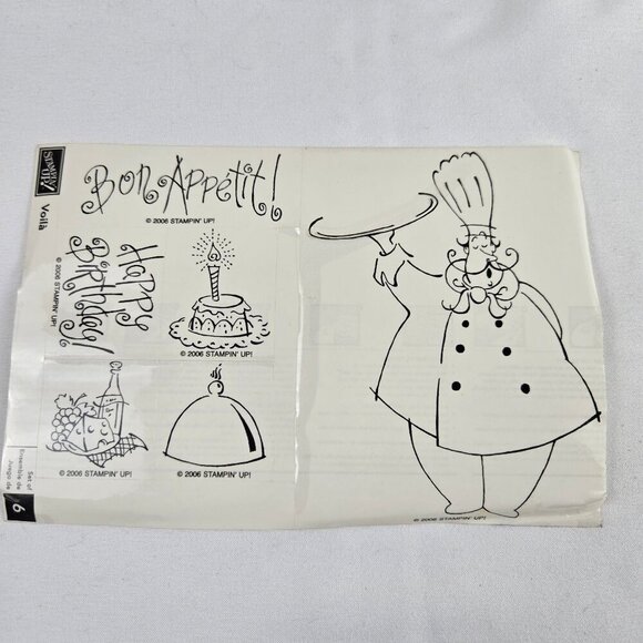 Stampin Up! "Viola" Set of 6 Unused Themed Stamps Kitchen Chef Food Birthday - Picture 4 of 8